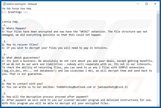De WKSGJ ransomware