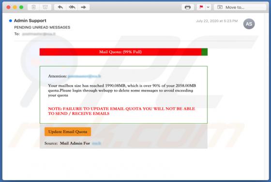 Oplichting via e-mail "Mail Quota"