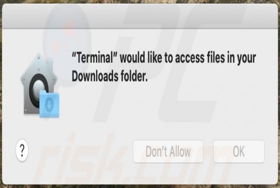 Misleidende pop-up "Terminal" Would Like To Access Files In Your Download Folder" (Mac)