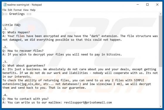 De Dark ransomware