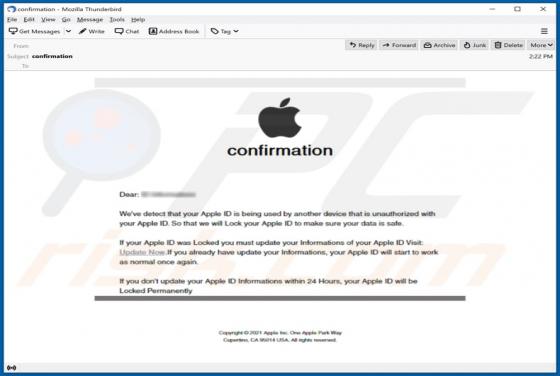 Oplichting via e-mail "Apple ID" (Mac)