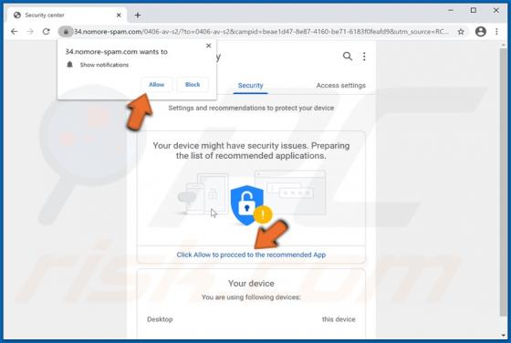 Uw apparaat kan beveiligingsproblemen hebben POP-UP Scam