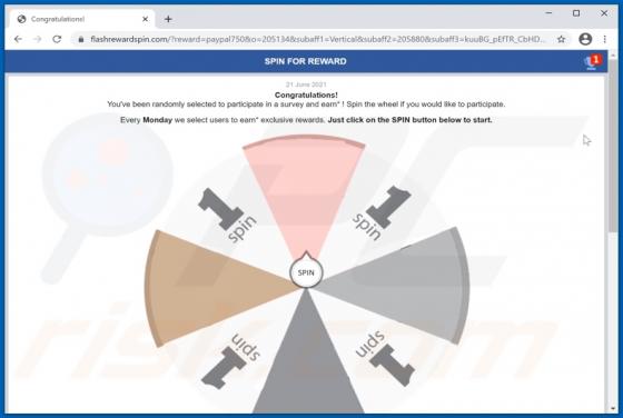 SPIN FOR REWARD POP-UP Scam