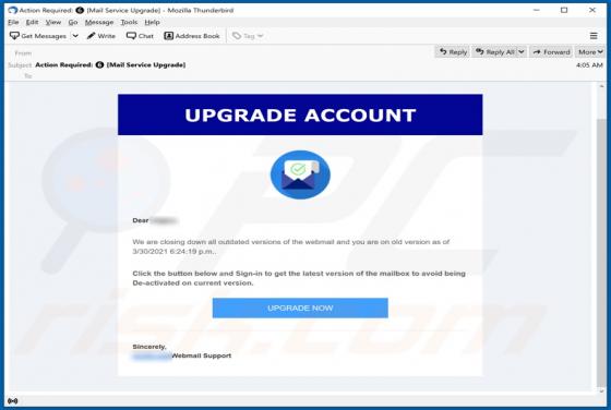 Upgrade Account Email Scam