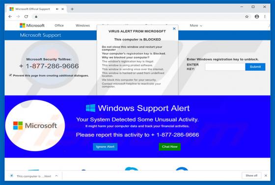 Microsoft Support Alert POP-UP Zwendel