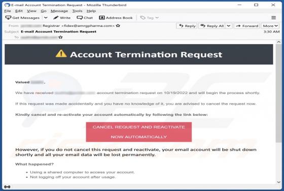 Account Termination Request Email Scam