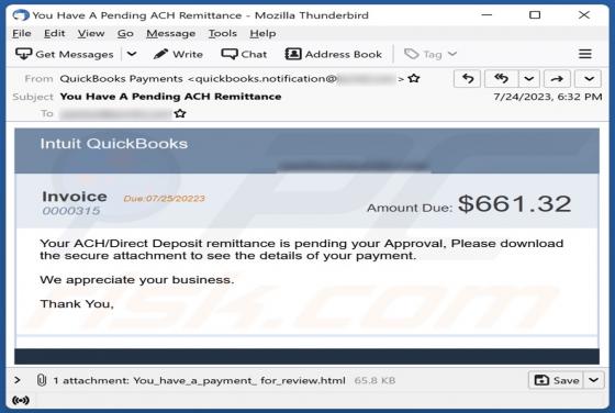 Intuit QuickBooks Invoice Email oplichting