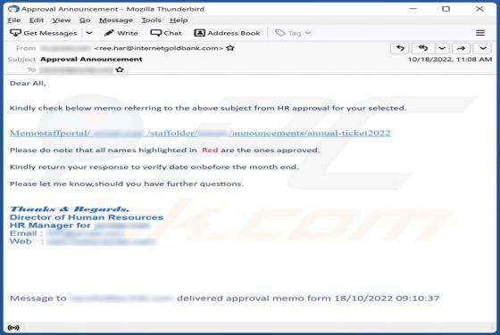 HR (Human Resources) Email oplichting