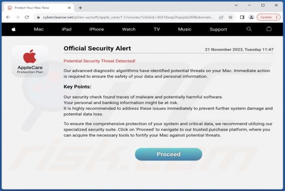 AppleCare - Official Security Alert POP-UP Zwendel (Mac)