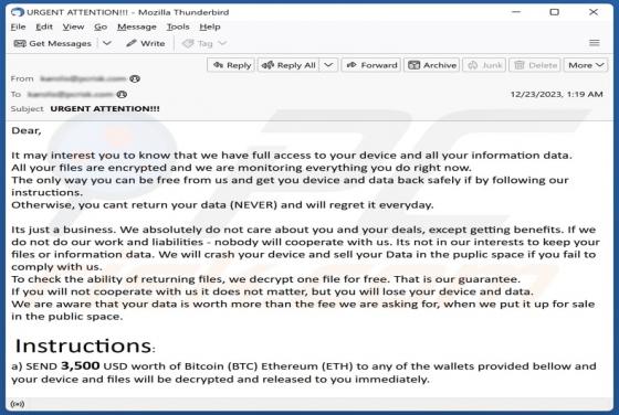 Oplichting via e-mail We Have Full Access To Your Device