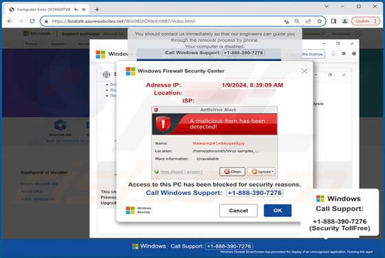 A Malicious Item Has Been Detected! POP-UP Oplichting