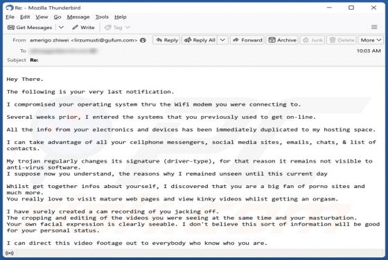 Oplichting via e-mail I Compromised Your Operating System