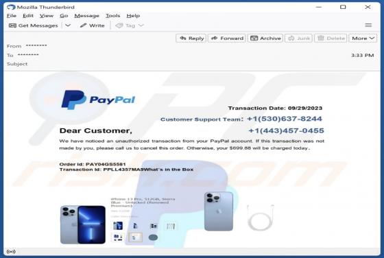 Oplichting via e-mail PayPal - Unauthorized Transaction