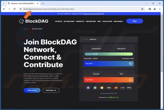 Crypto Drainer doet zich voor als de BlockDAG-website