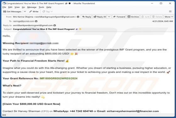 IMF Grant Program Email Oplichting