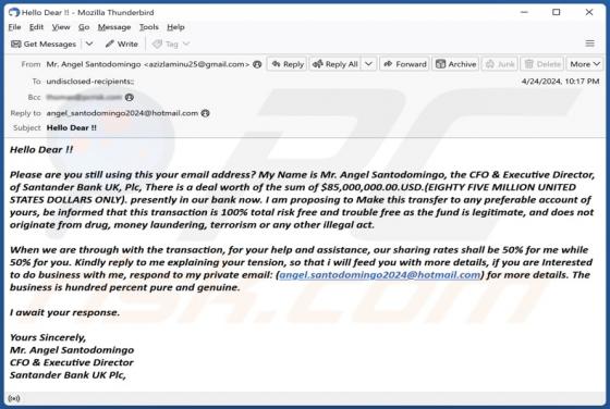 Santander Bank Deal Email Oplichting