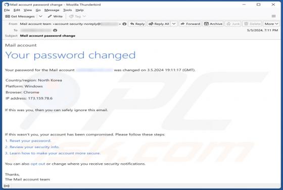 Your Password Changed Email oplichting