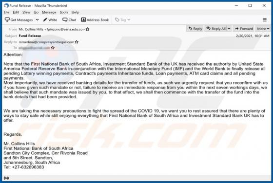 Fund Release Email Oplichting