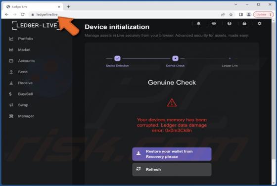 Ledger Data Damage Error: 0x0m3Ck8n POP-UP Oplichting