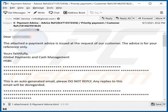 HSBC E-Payment Advice Email Oplichting