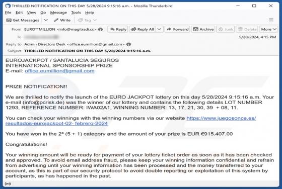 EUROJACKPOT Email Oplichting