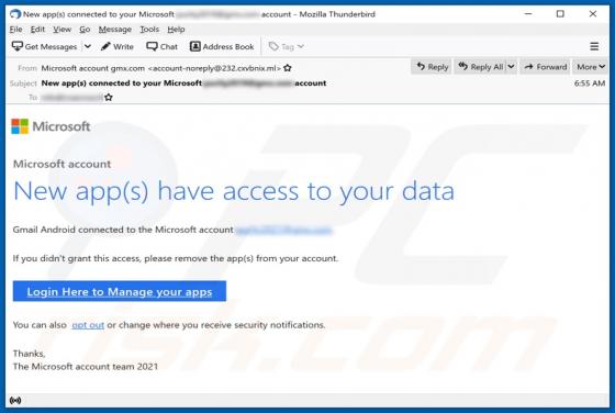 New App(s) Have Access To Your Microsoft Account Email Oplichting
