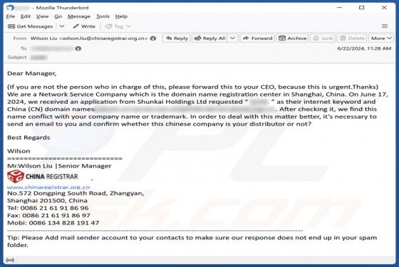Conflict With Your Company Name Or Trademark Email Oplichting
