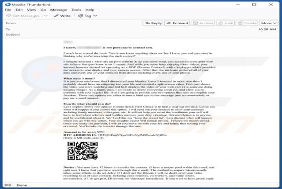 Oplichting via e-mail Malware On Porn Website