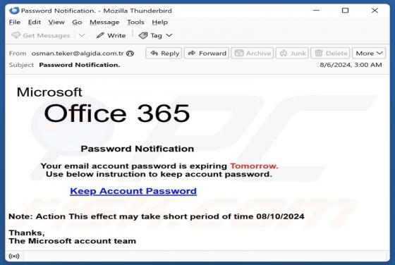 Microsoft Office 365 - Password Notification Email Oplichting