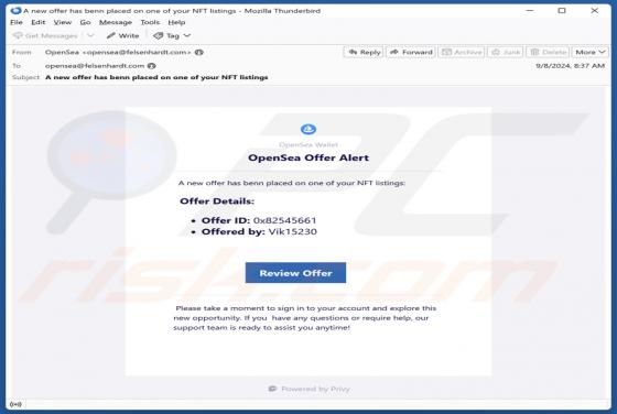 Oplichting via e-mail OpenSea Offer Alert
