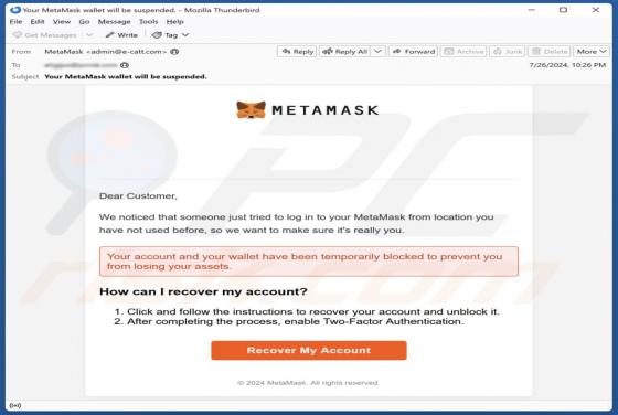 Oplichting via e-mail MetaMask Log-In Attempt