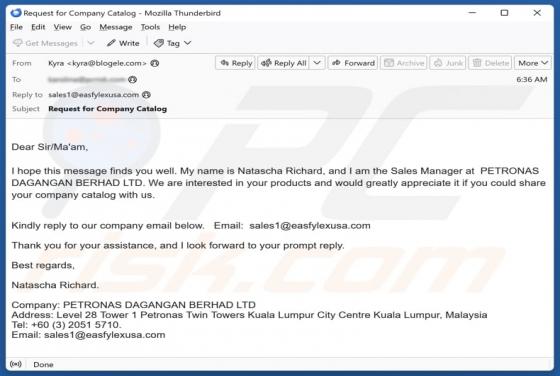 Oplichting via e-mail Share Your Company Catalog