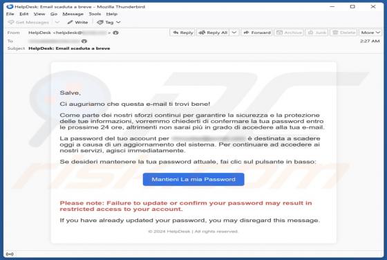 Oplichting via e-mail HelpDesk Password Confirmation