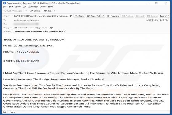 Oplichting via e-mail Bank Of Scotland