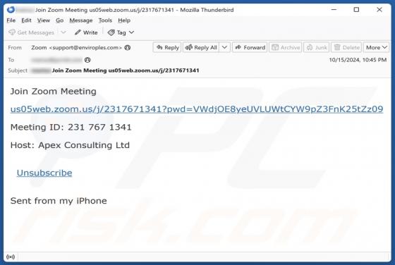 Oplichting via e-mail Join Zoom Meeting