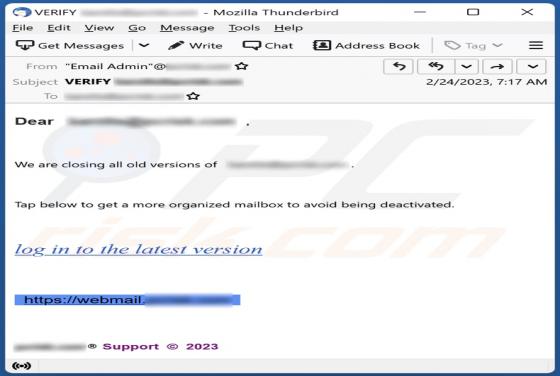 We Are Closing All Old Versions Of Email Oplichting