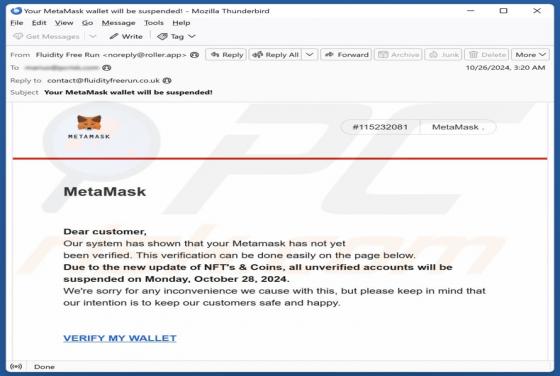 Oplichting via e-mail MetaMask Wallet Verification