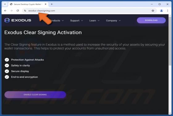 Exodus Clear Signing Activation Oplichting