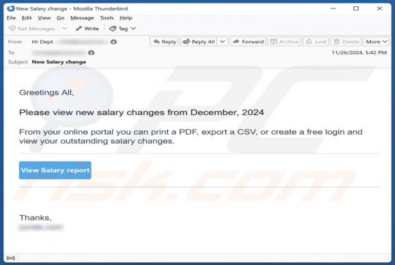 Oplichting via e-mail New Salary Changes