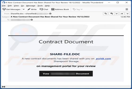 Oplichting via e-mail Contract Document