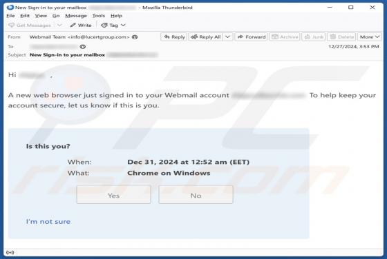 Oplichting via e-mail New Web Browser Just Signed In