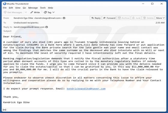 Oplichting via e-mail Apply To Claim Funds