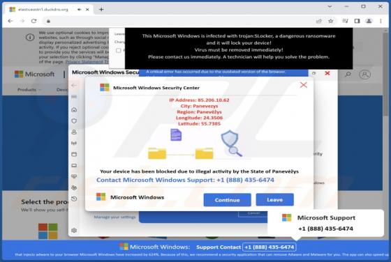 Blocked Due To Illegal Activity By The State POP-UP Oplichting