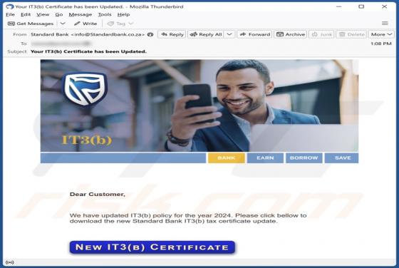 Oplichting via e-mail Standard Bank IT3(b) Policy