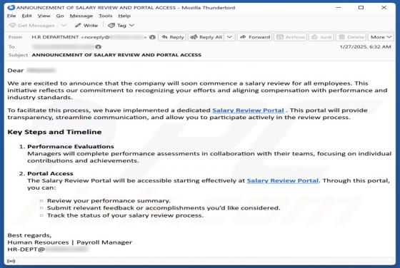 Oplichting via e-mail Salary Review