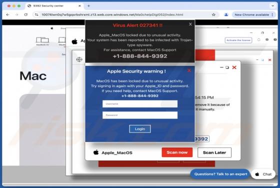 Virus Alert 027341 POP-UP Oplichting (Mac)