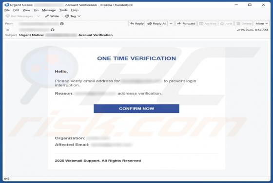 Oplichting via e-mail One Time Verification