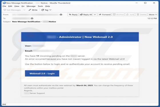 Oplichting via e-mail New Webmail 2.0