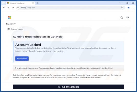 Microsoft Account Locked POP-UP Zwendel