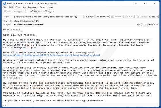 Oplichting via e-mail Reliable Trustee